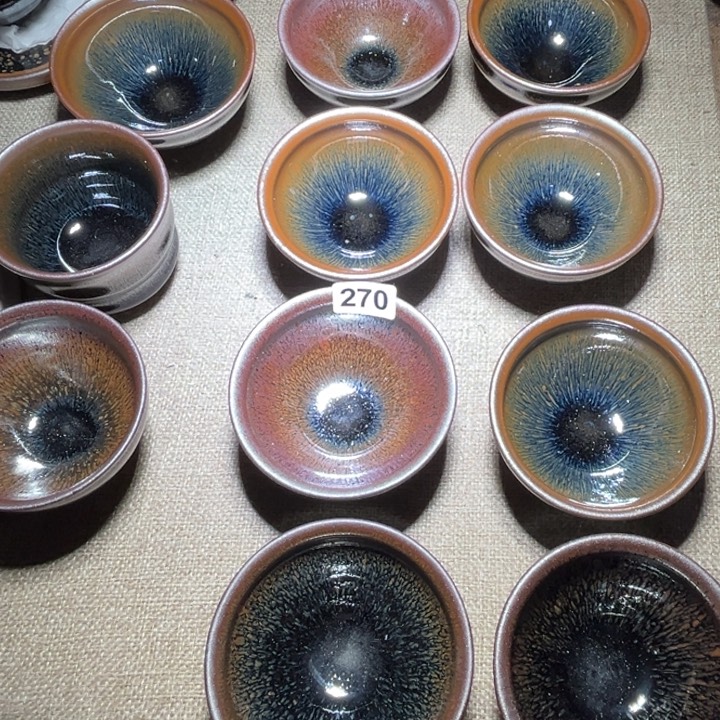 宋月古窑，建盏茶器8个靠*勒