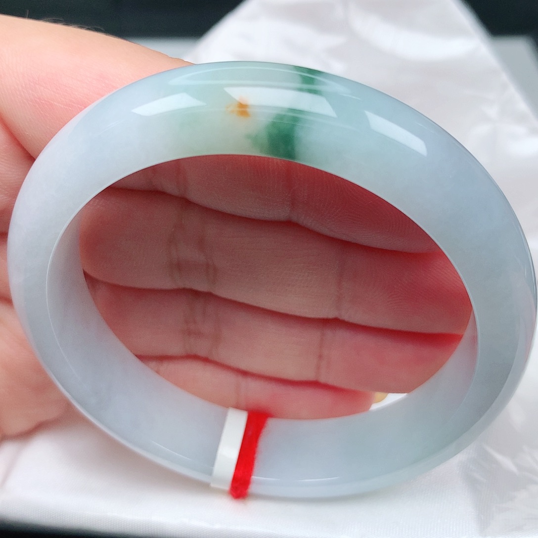 未镶嵌手镯翡翠4宽版蓝花洒金