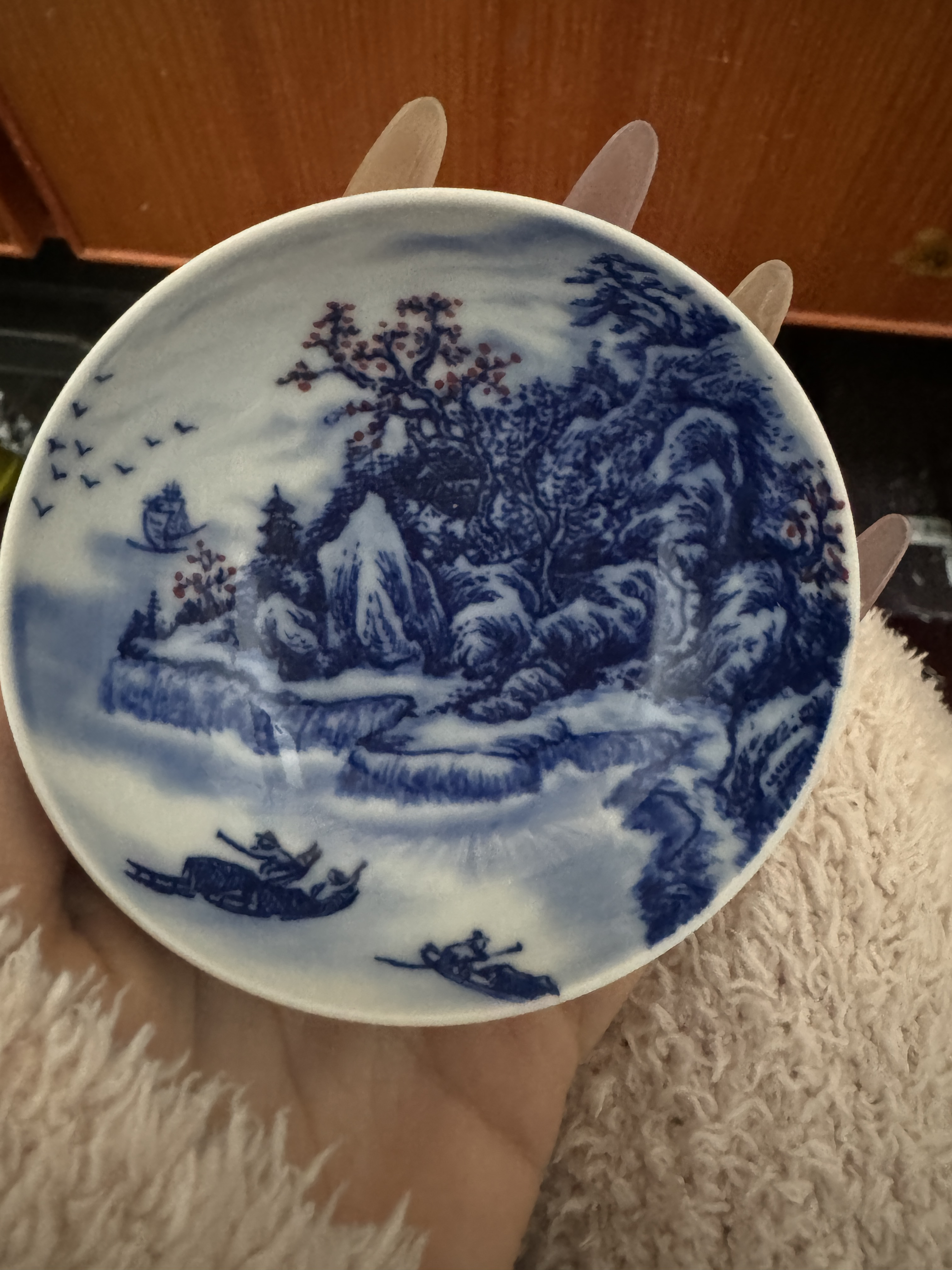 景德镇青花瓷水山水杯