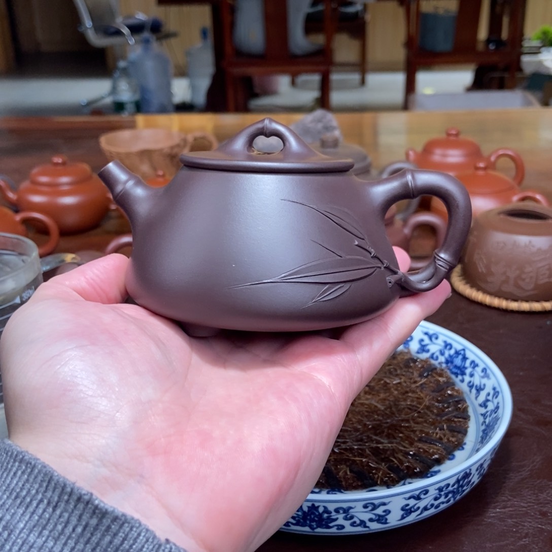 茶壶紫砂竹节石瓢紫砂壶