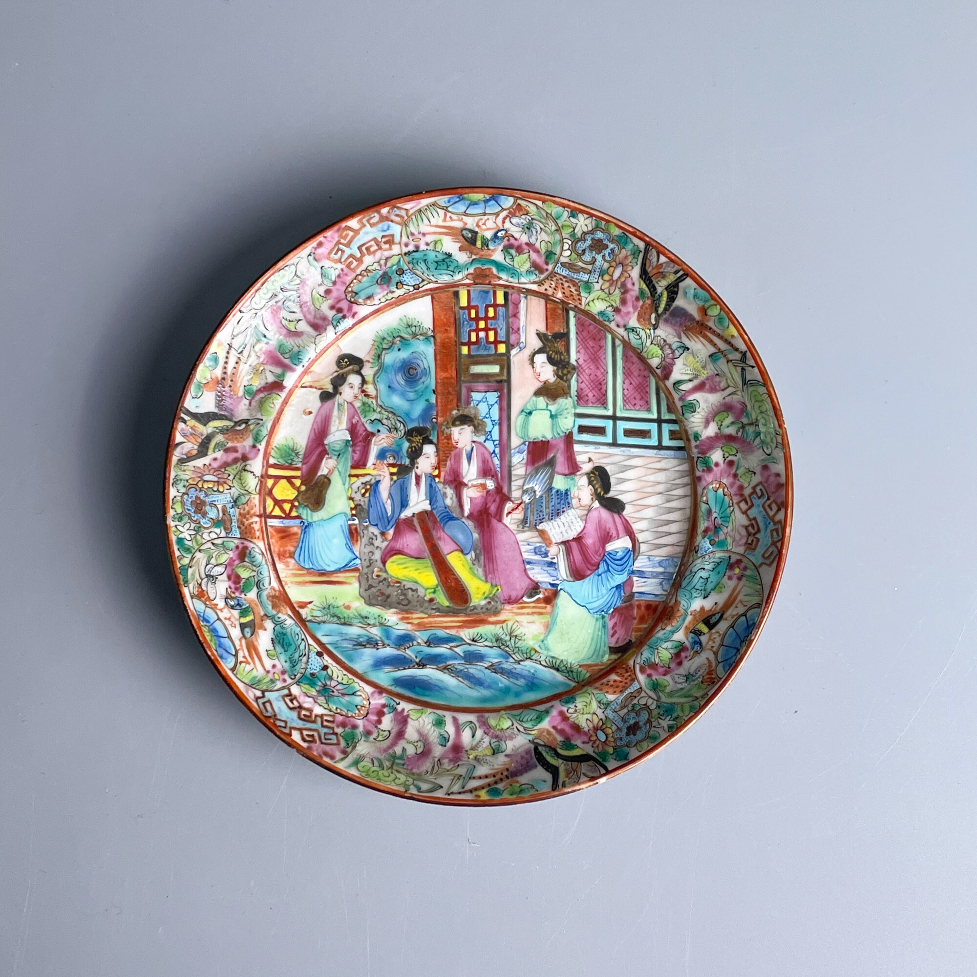 瓷器/古董晚清广彩西厢记画片小盘-M2XLX001086/收藏/文物/绣花张