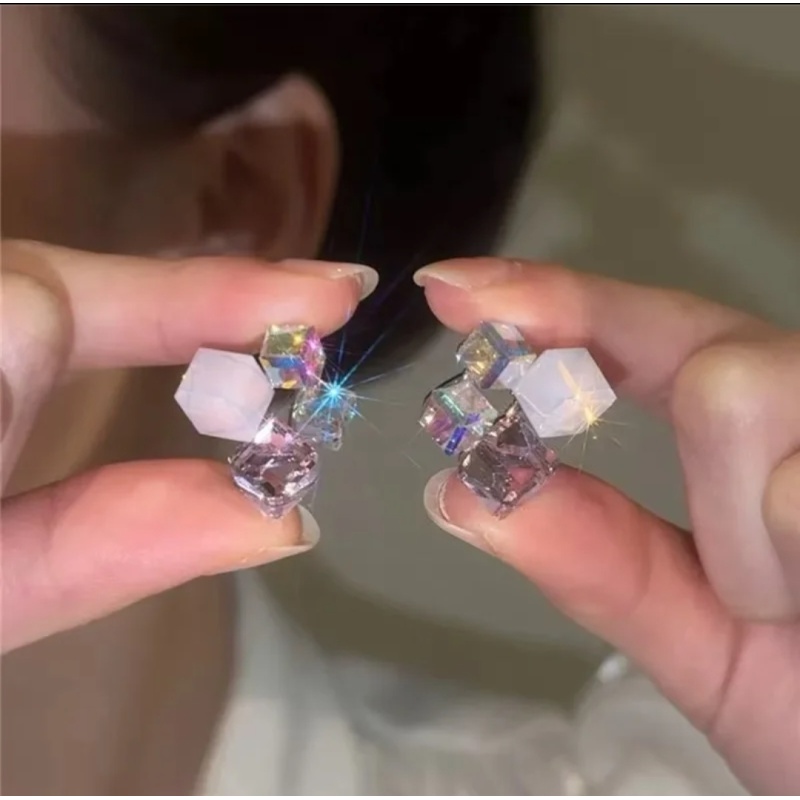 铜合金树脂耳饰 铜合金8146简约方糖耀眼耳饰