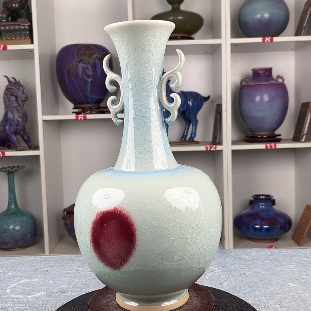 瓷片摆件……凤耳瓶，无礼盒