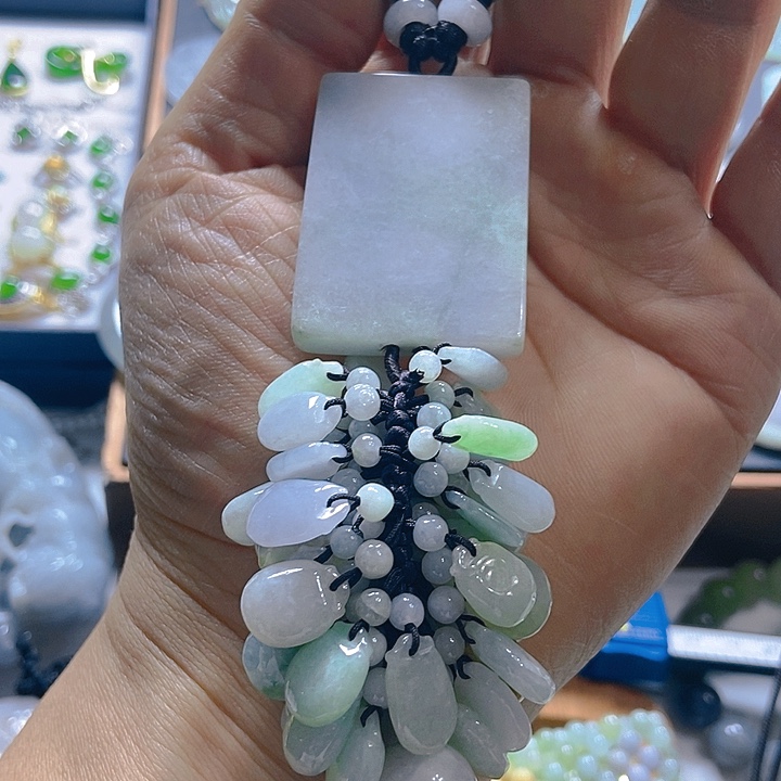 翡翠挂件未镶嵌平安无事牌车挂