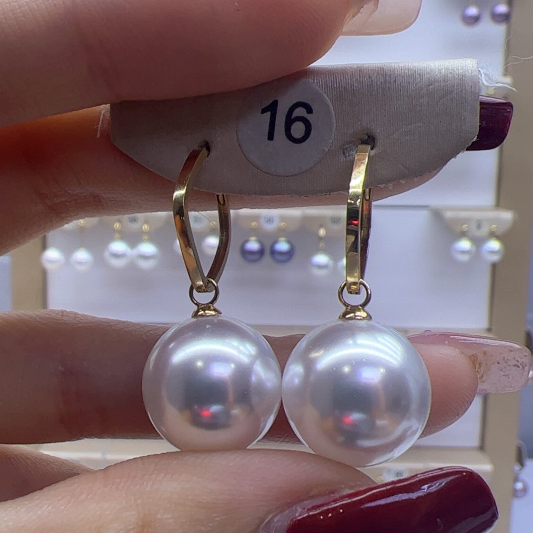 淡水珍珠耳饰18K金镶嵌