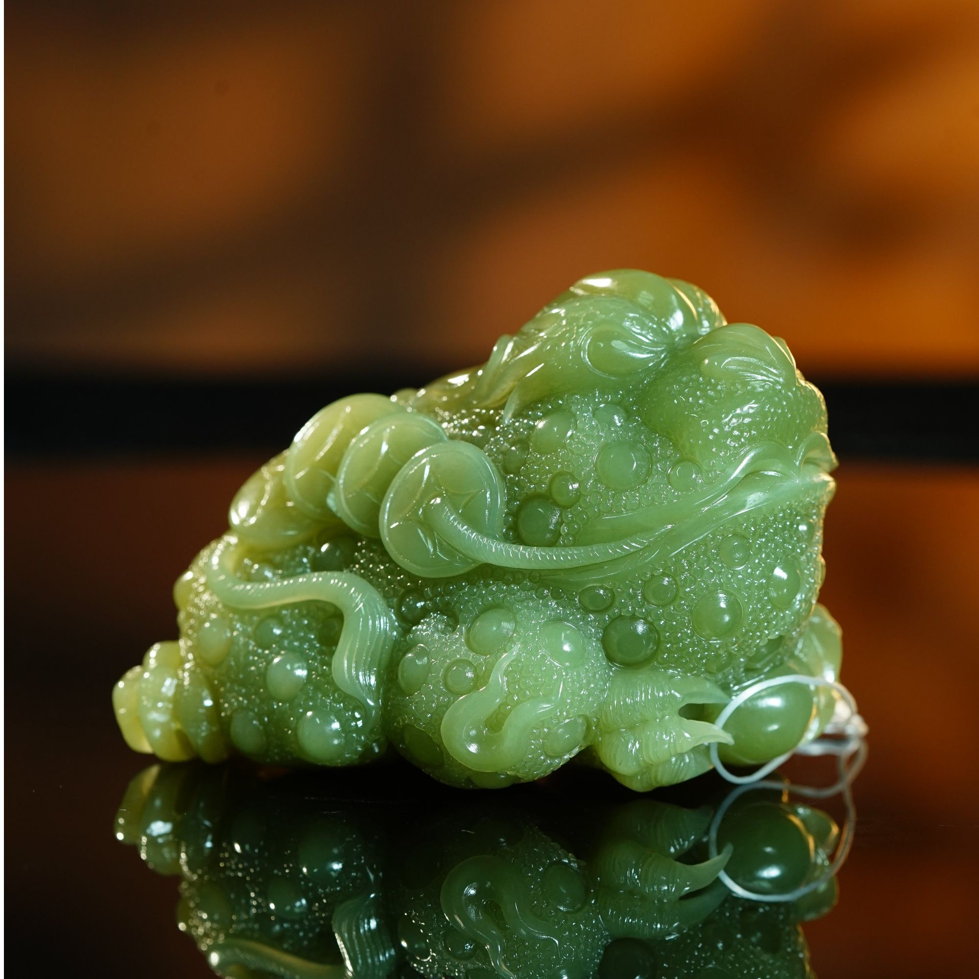 和田玉若羌青黄口金蟾摆件322.54g L251027066 