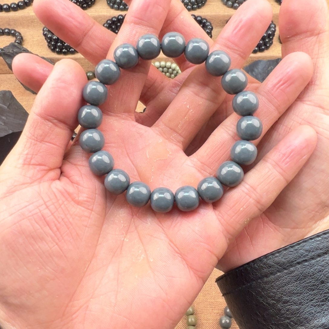 颈饰未镶嵌和田玉且末莫兰迪灰11老型5A级五代精工手串