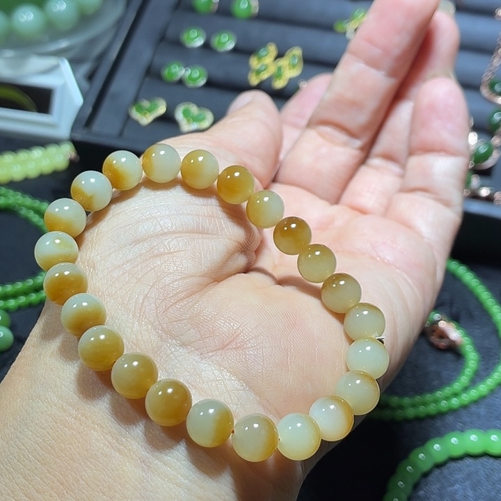 和田玉（糖玉）未镶嵌手串新疆切莫糖聚宝盆