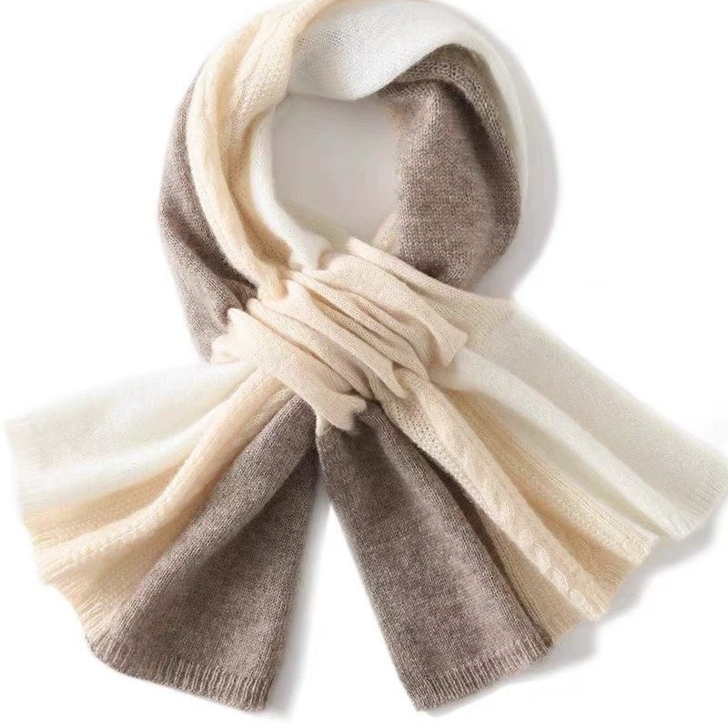 纯羊绒柔软保暖不起球拼色格子情侣围巾百搭长巾韩版网红秋冬英伦