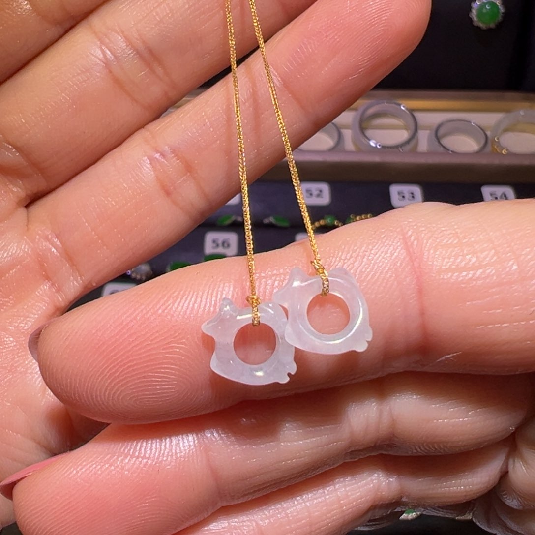 翡翠耳饰18K金镶嵌耳环