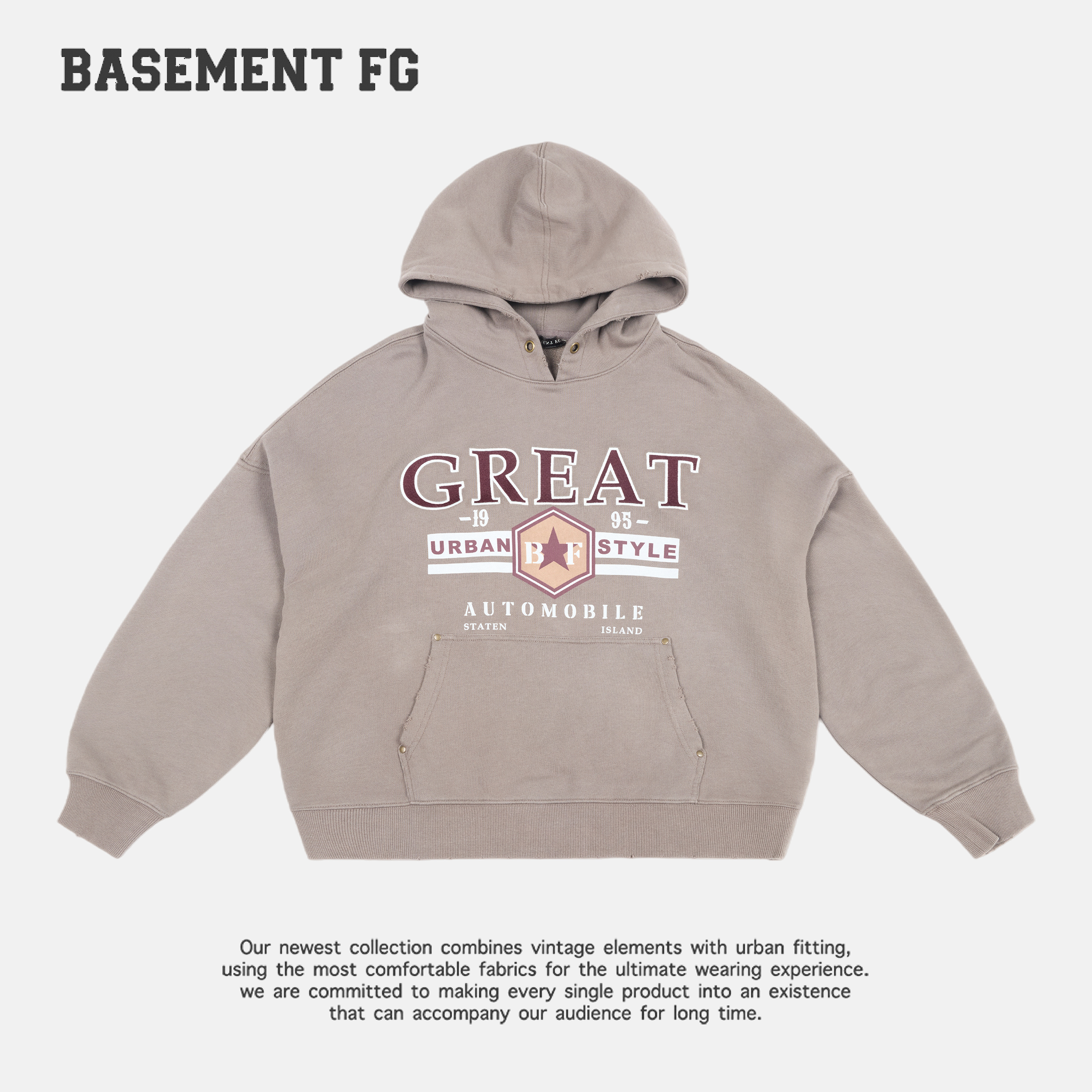 【活动】BASEMENT FG字母套头款长袖印花无袖连帽卫衣231050092007