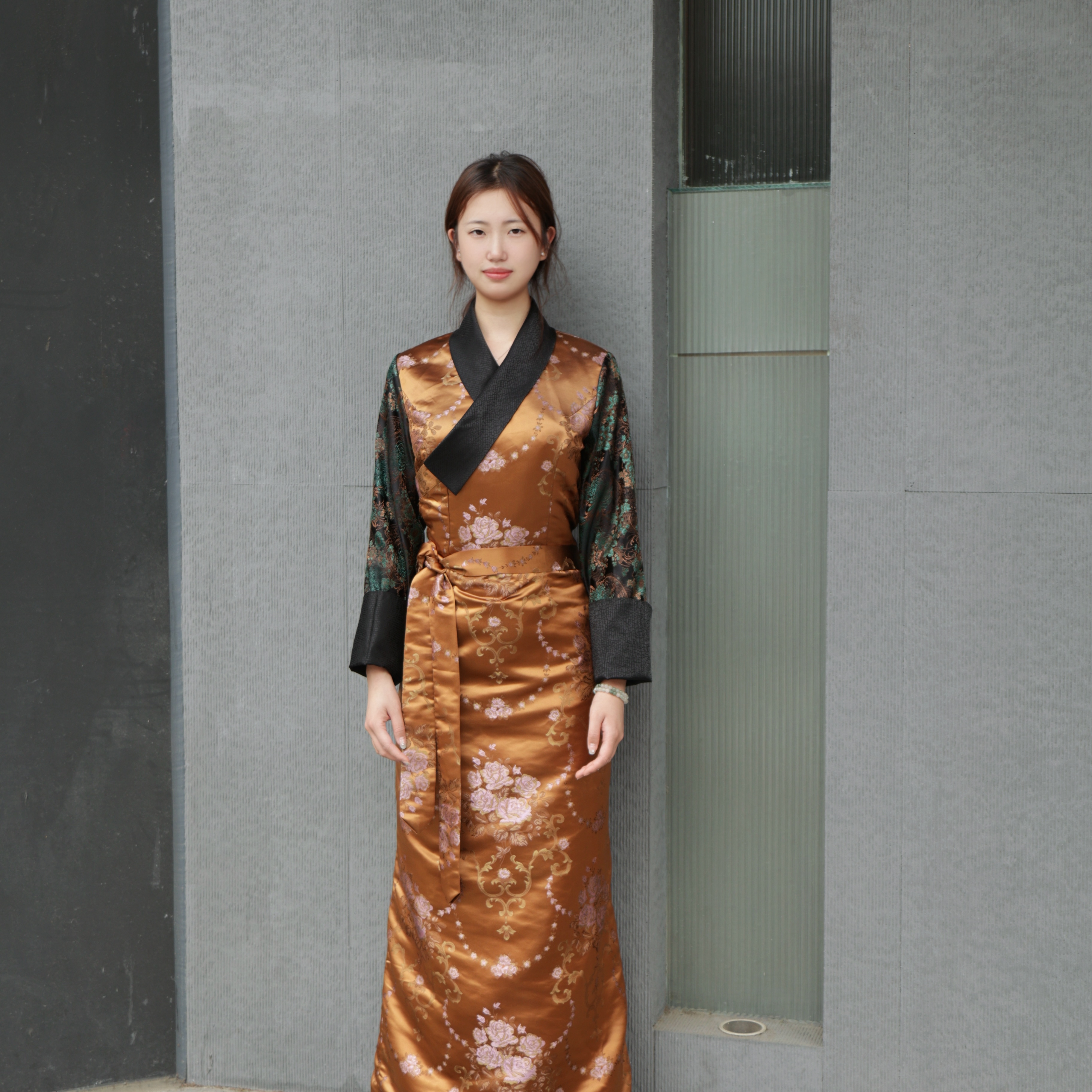 藏式博拉裙新款藏装女拼色西藏服锅庄裙花边藏族风格民族风BLQ337