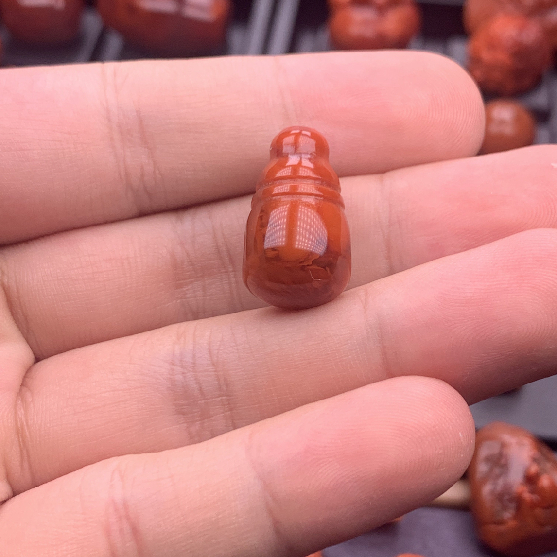 南红川料原矿玫红火焰三通13.5mm