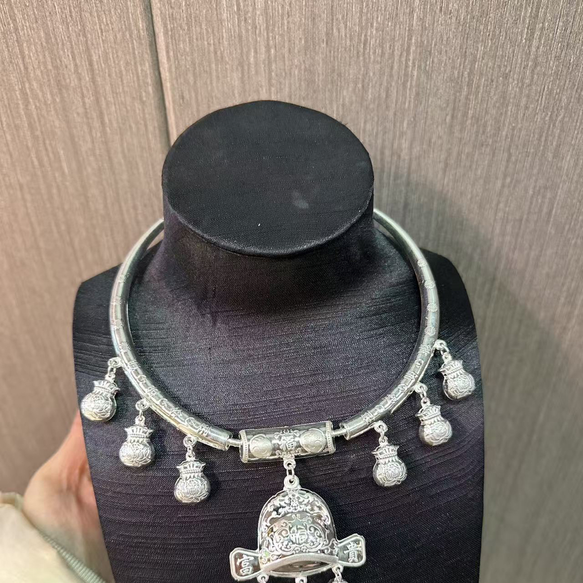 足银银制品 【福袋状元帽】满月男宝女宝长命锁 宝宝单圈银制品足银