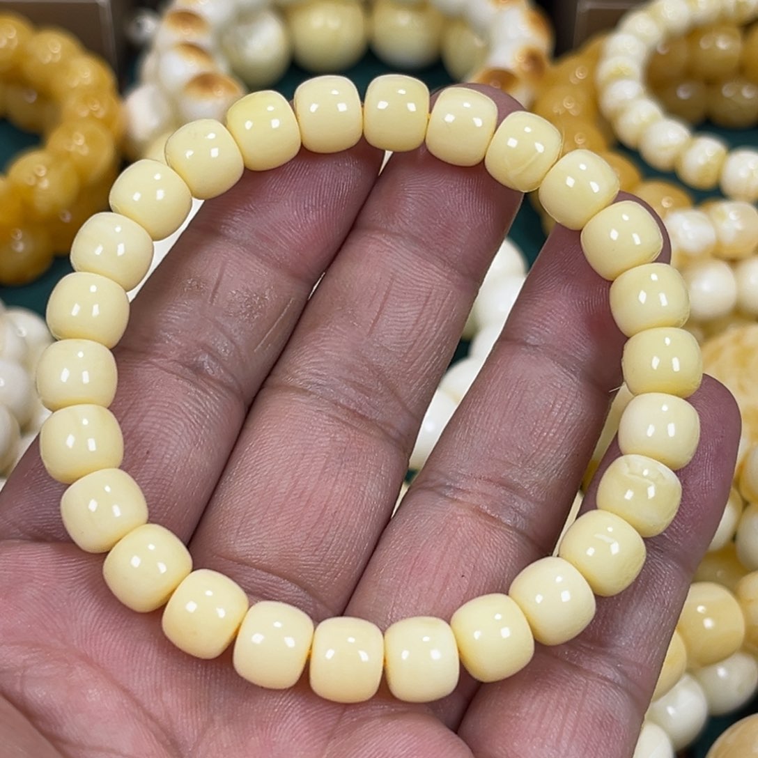 琥珀手链未镶嵌奶油蜡老邢手串8.8mm10