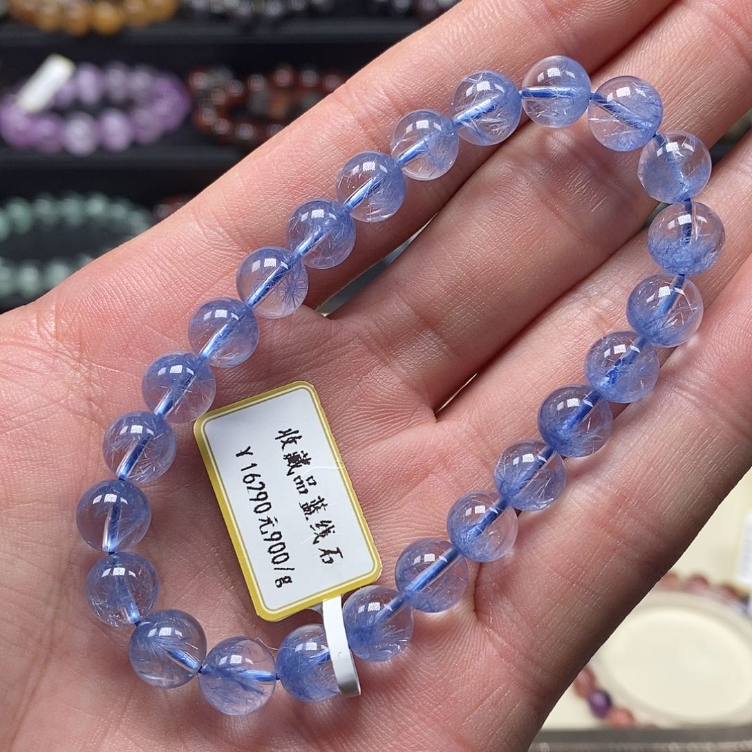 水晶手串未镶嵌蓝线石8.2