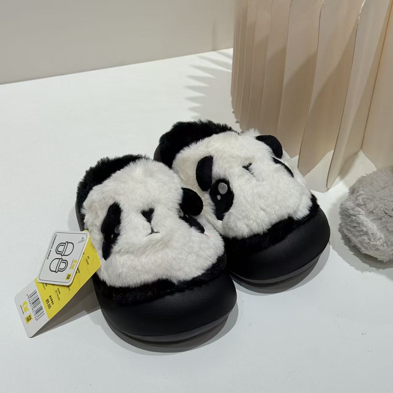 棉小九 儿童可爱蝴蝶结加绒拖鞋