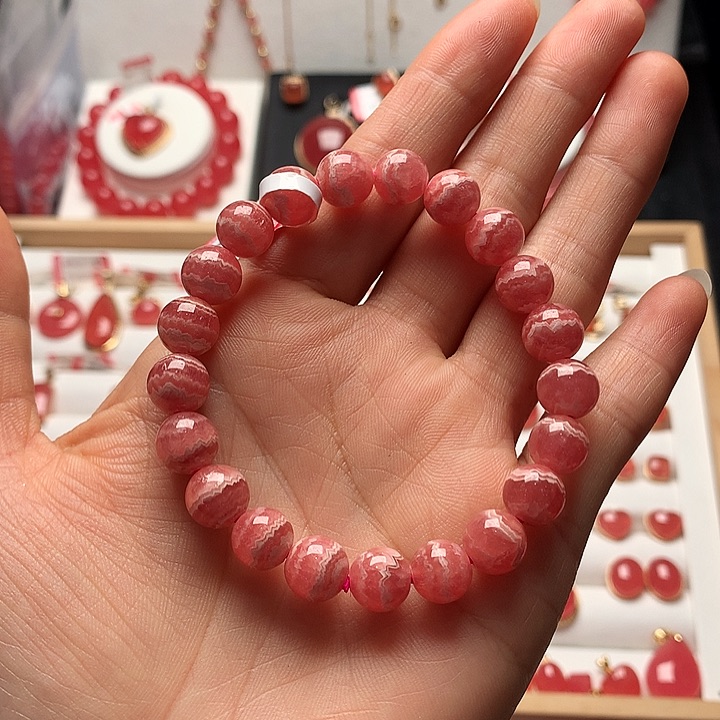 菱锰矿（红纹石）未镶嵌手绳