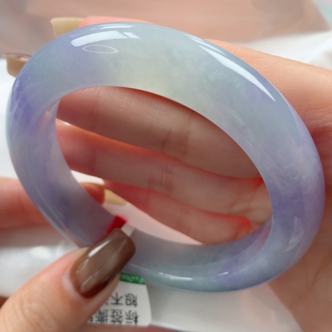 未镶嵌手镯翡翠胶润紫罗兰春带彩正圈55