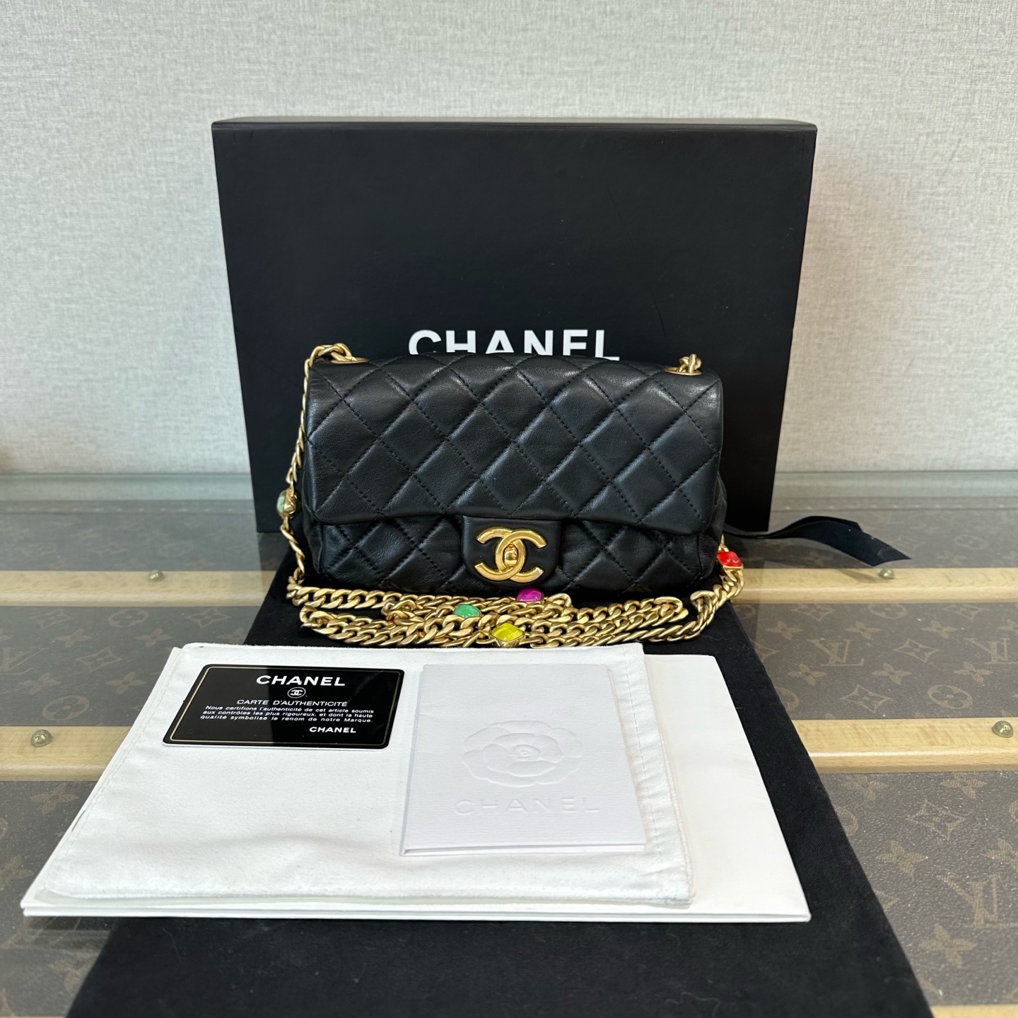 95新 Chanel/香奈儿 灭霸 cf大mini宝石链条单肩斜挎包 07106
