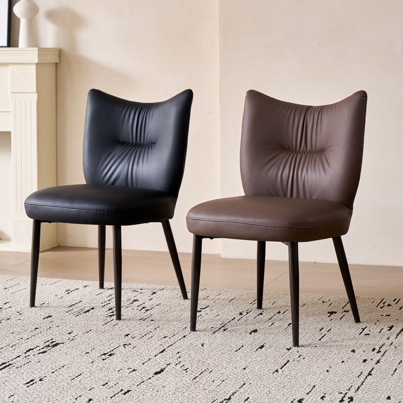 新款意式轻奢弹簧坐包家用餐椅酒店咖啡厅餐厅餐桌椅软皮靠背凳子