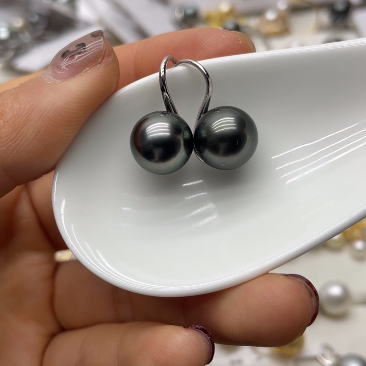 海水珍珠耳饰银S925镶嵌