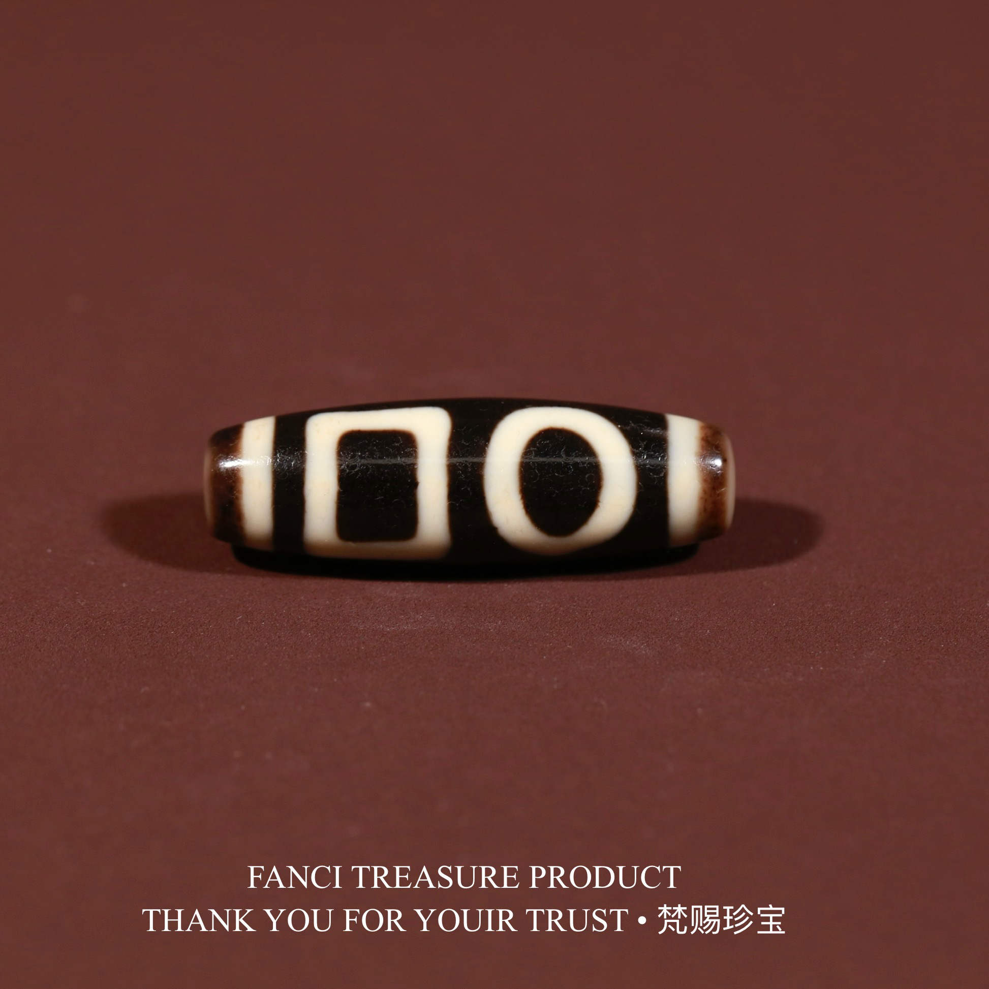 梵赐珍宝·【聚缘博古系列】黑白台珠双T地39.8x12.6mm天珠吊坠