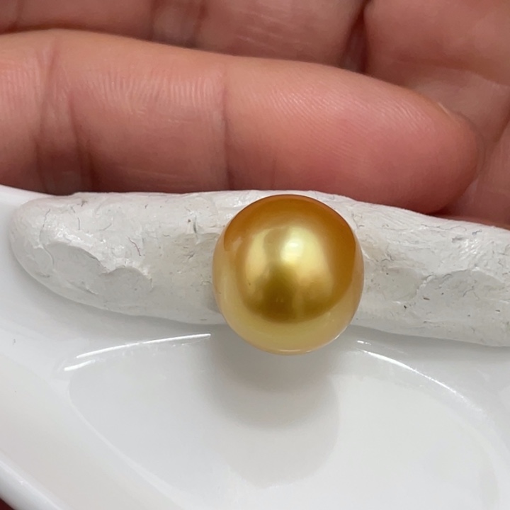 海水珍珠裸珠13mm浓金炫彩金珠