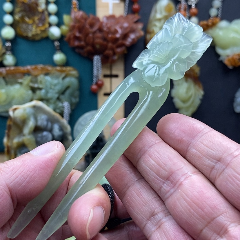 【闪购商品】蛇纹石玉发簪未镶嵌