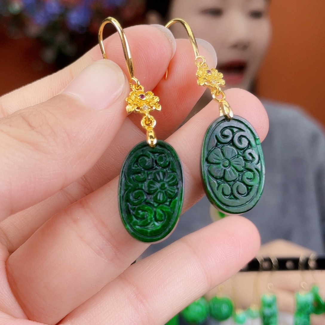 翡翠未镶嵌耳饰饰品