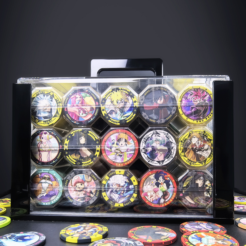 亚克力高透加厚动漫筹码展示箱43mm德州筹码收纳箱（不含筹码）