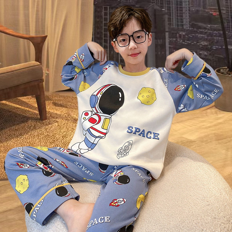 2024新款儿童家居服长袖套装太空人男童宽松薄款睡衣韩版空调服