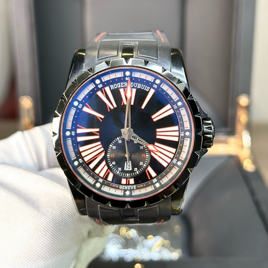99新 ROGER DUBUIS/罗杰杜彼 王者45/黑涂层钛合/黑盘/胶带/单表