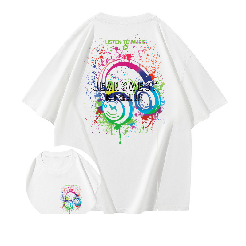 25码 重磅纯棉短袖T恤男女同款半袖圆领宽松百搭潮流印花