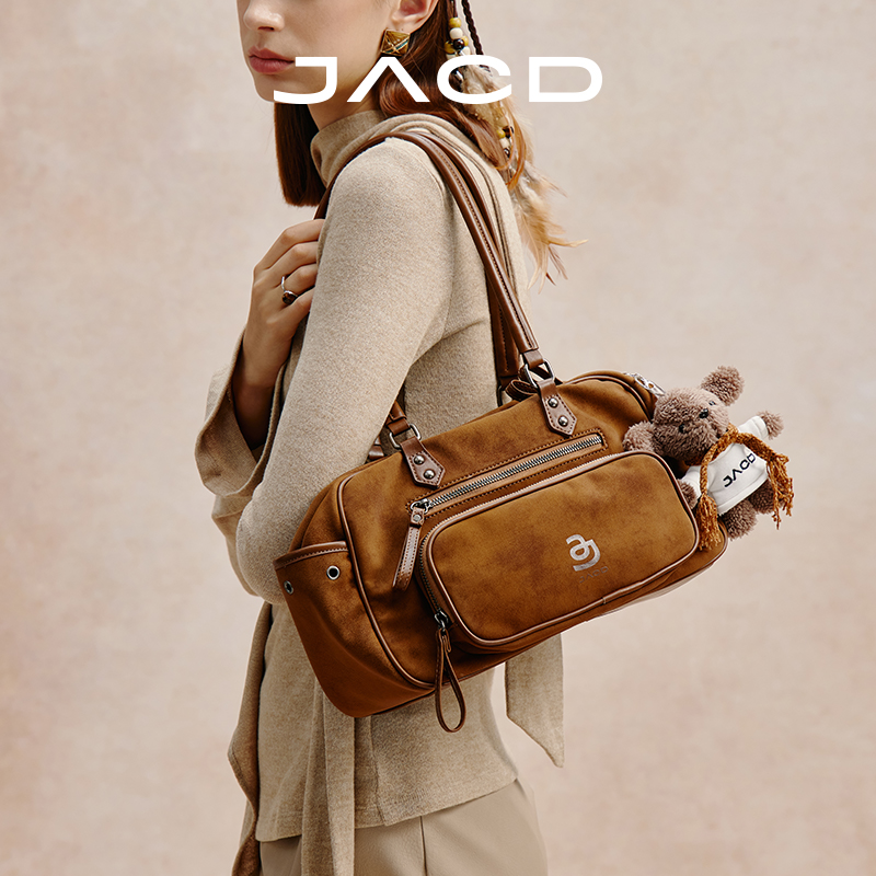JACD复古波士顿枕头包包女大容量手提包外出上班小拎包单肩腋下包
