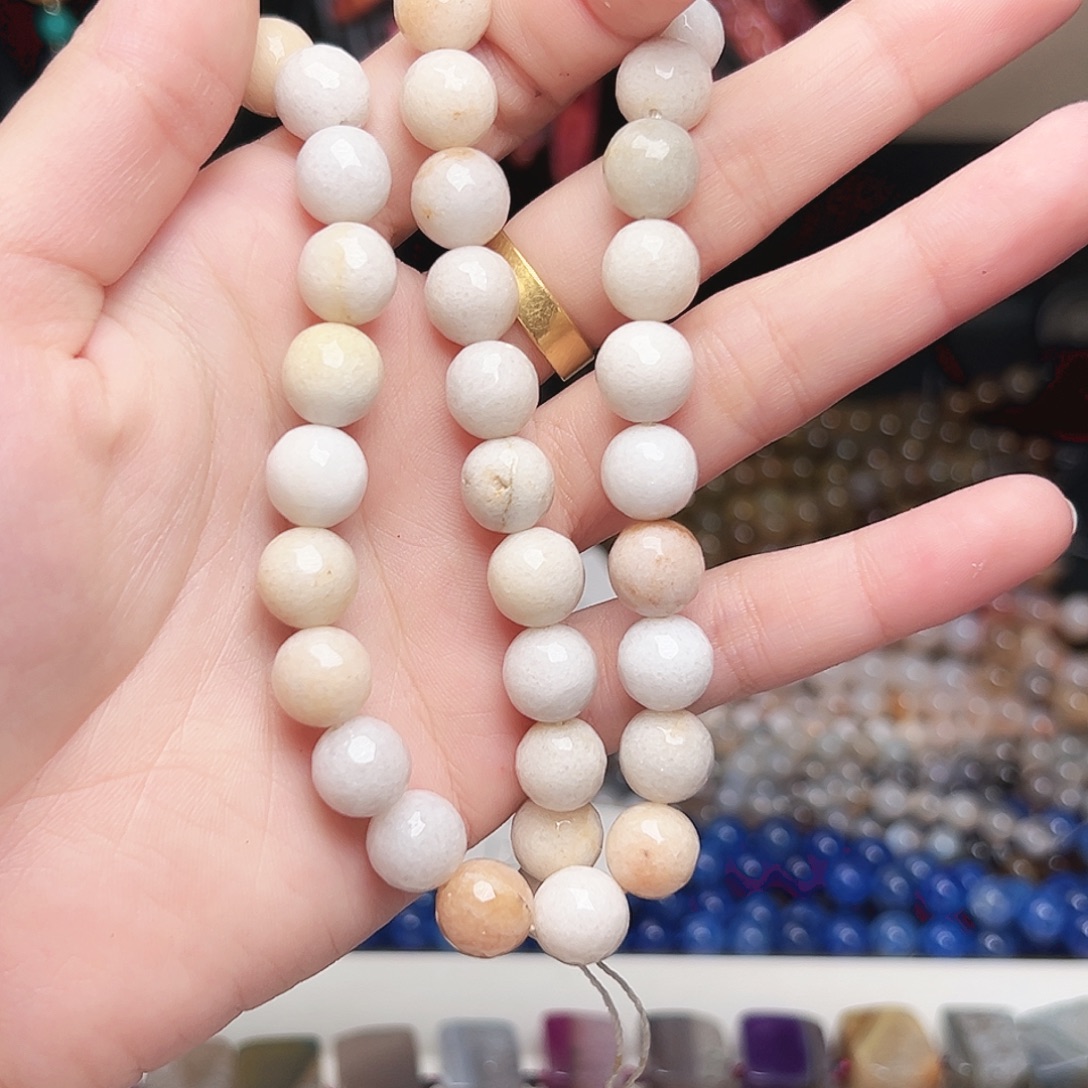 玛瑙/玉髓合金珠宝半成品x309 12m 菊花石一条