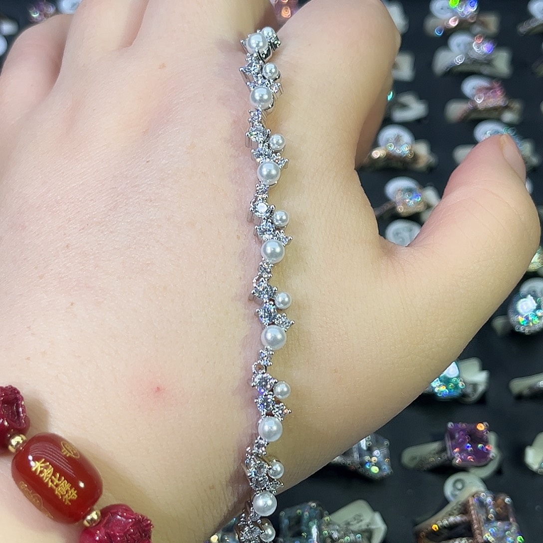 莫桑石非金属CL K白满天星手链