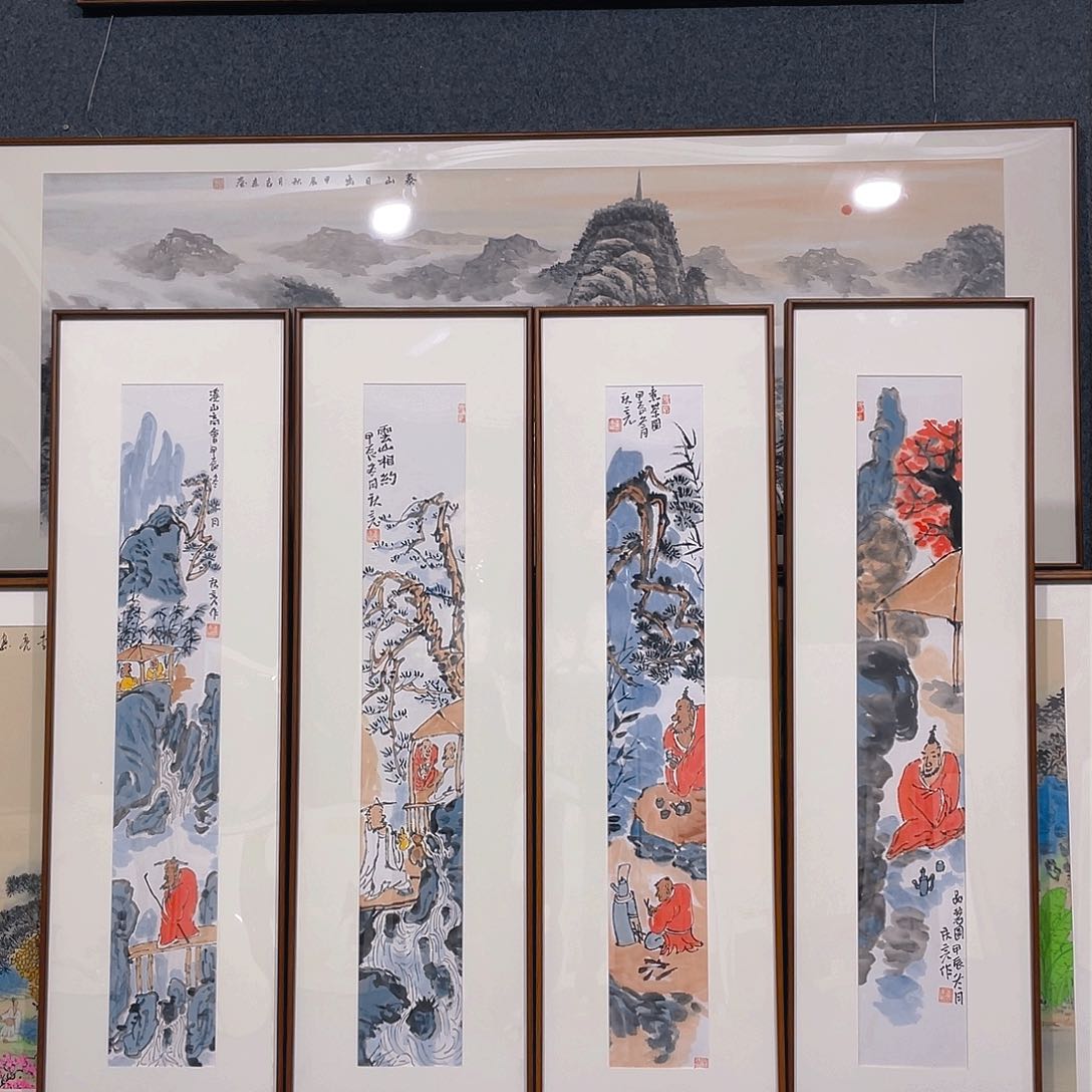 国画手绘作品带框