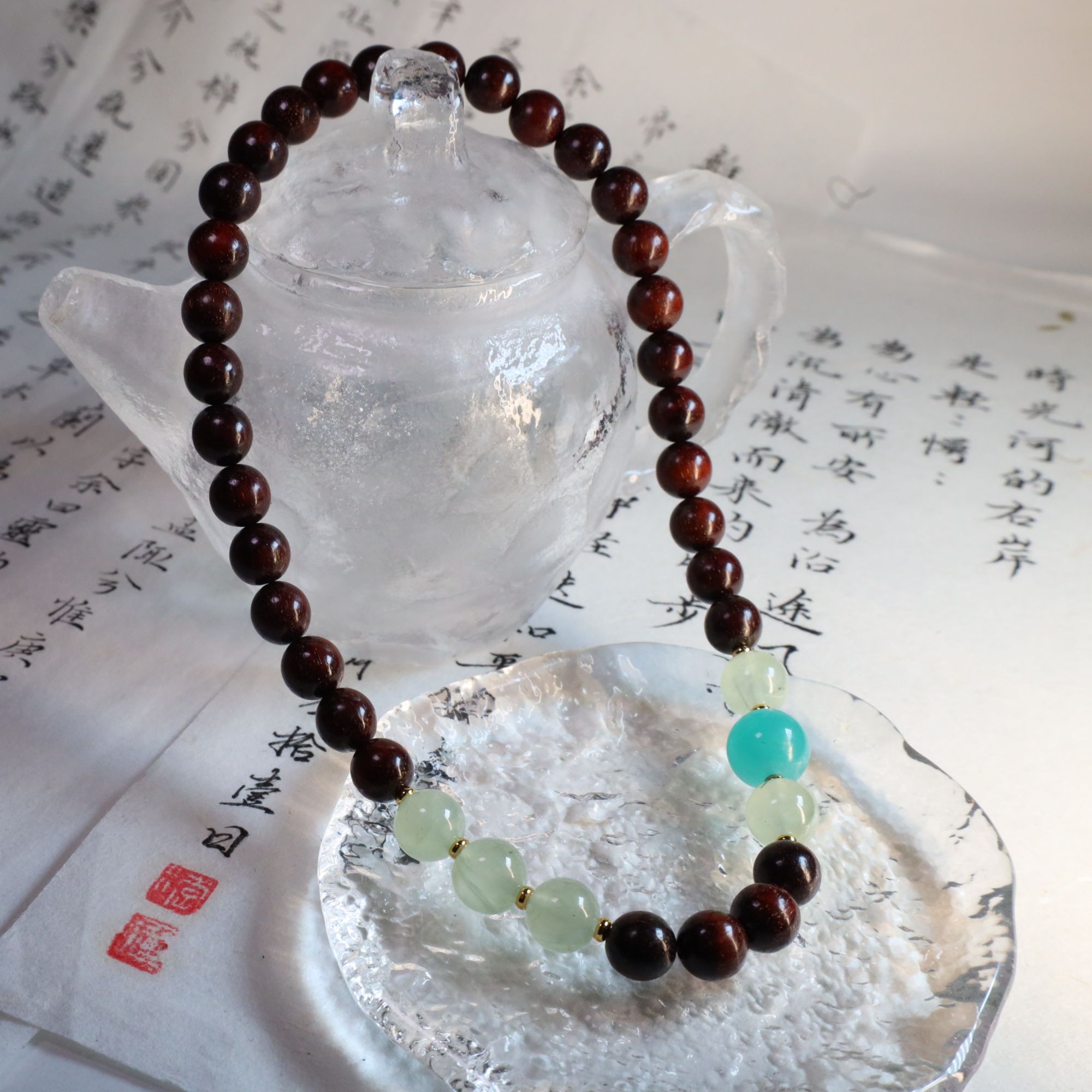 小叶紫檀青珀双韵双圈