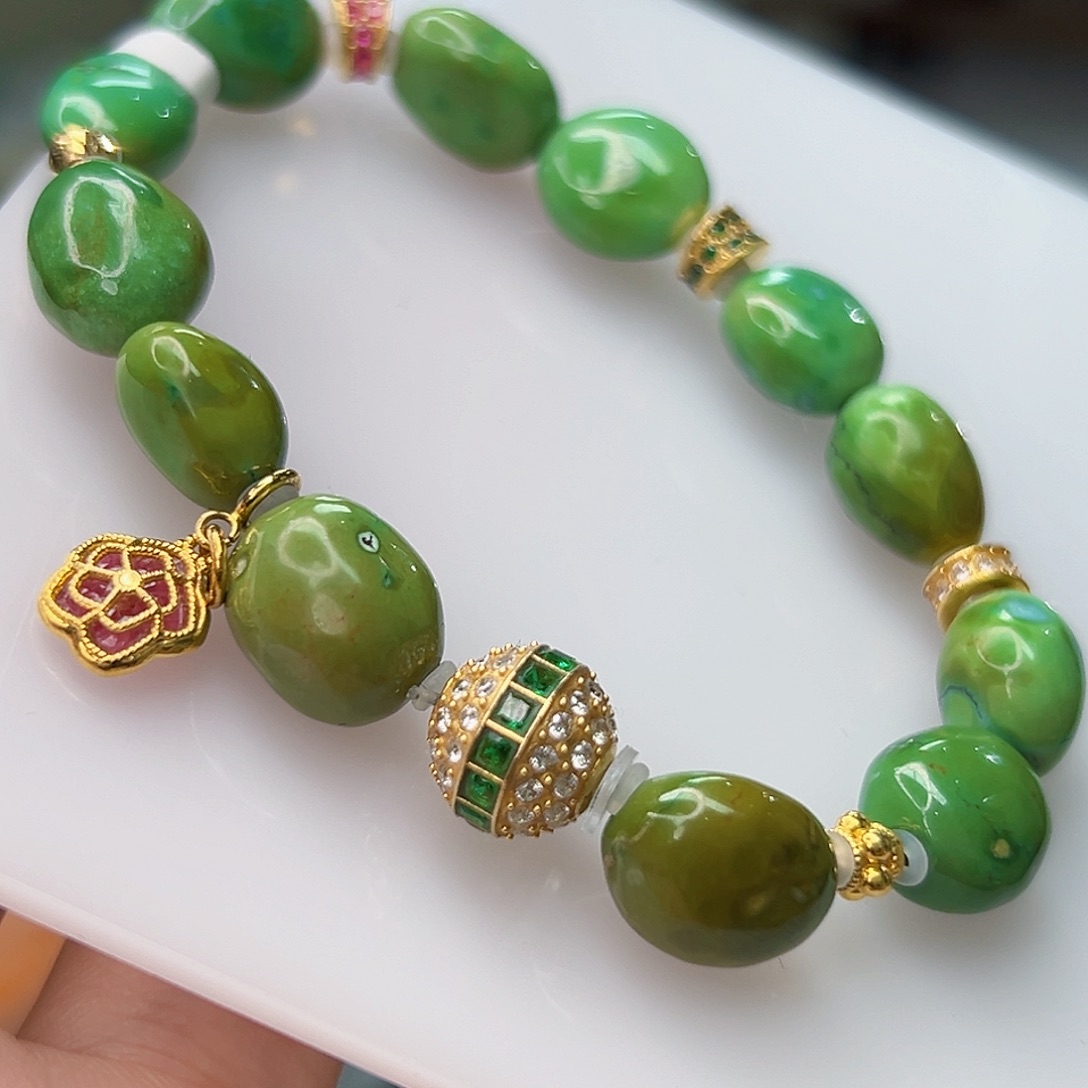 绿松石珠宝奇石18K金镶嵌