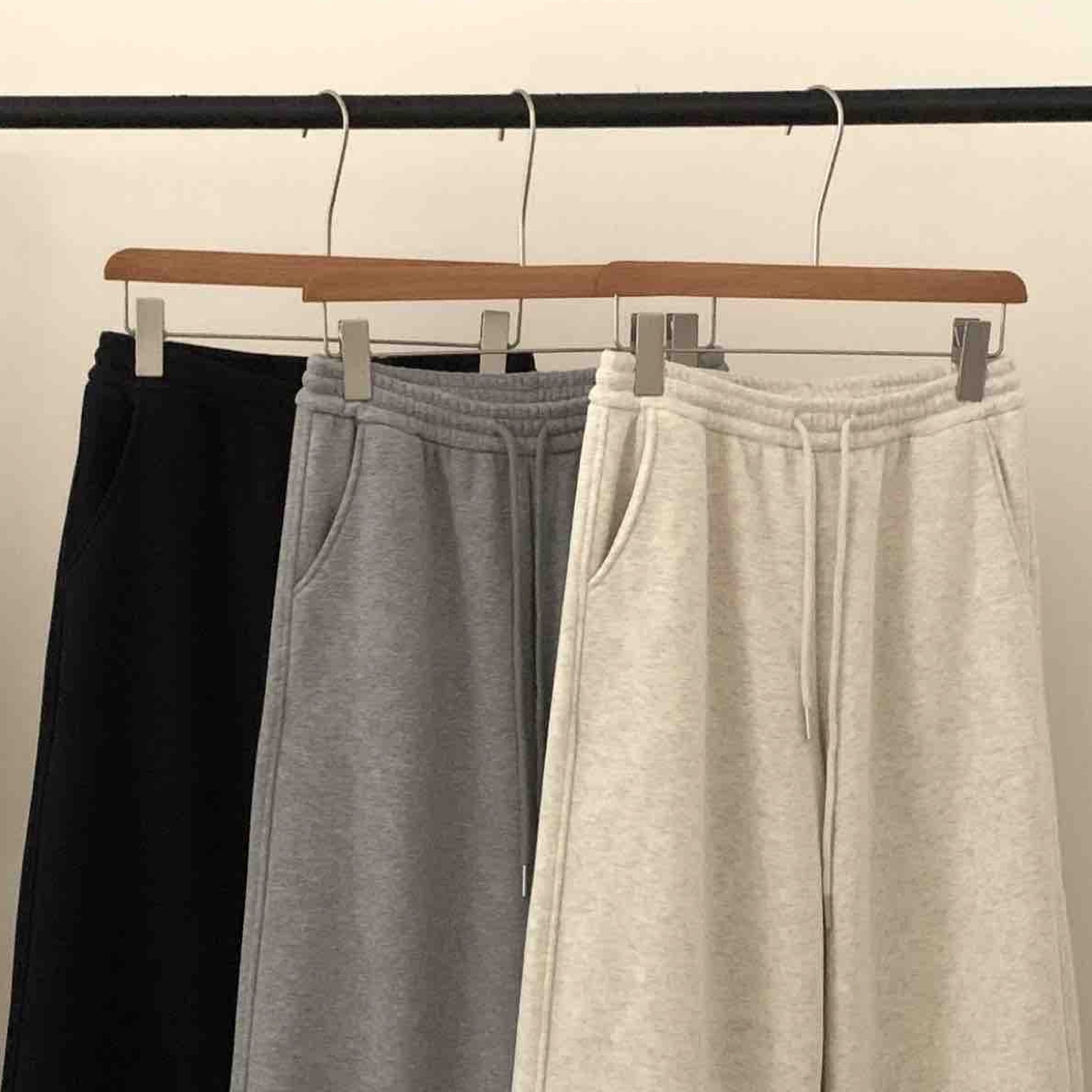 恩熙·韩系新款冬季加厚抽绳加绒阔腿裤9848