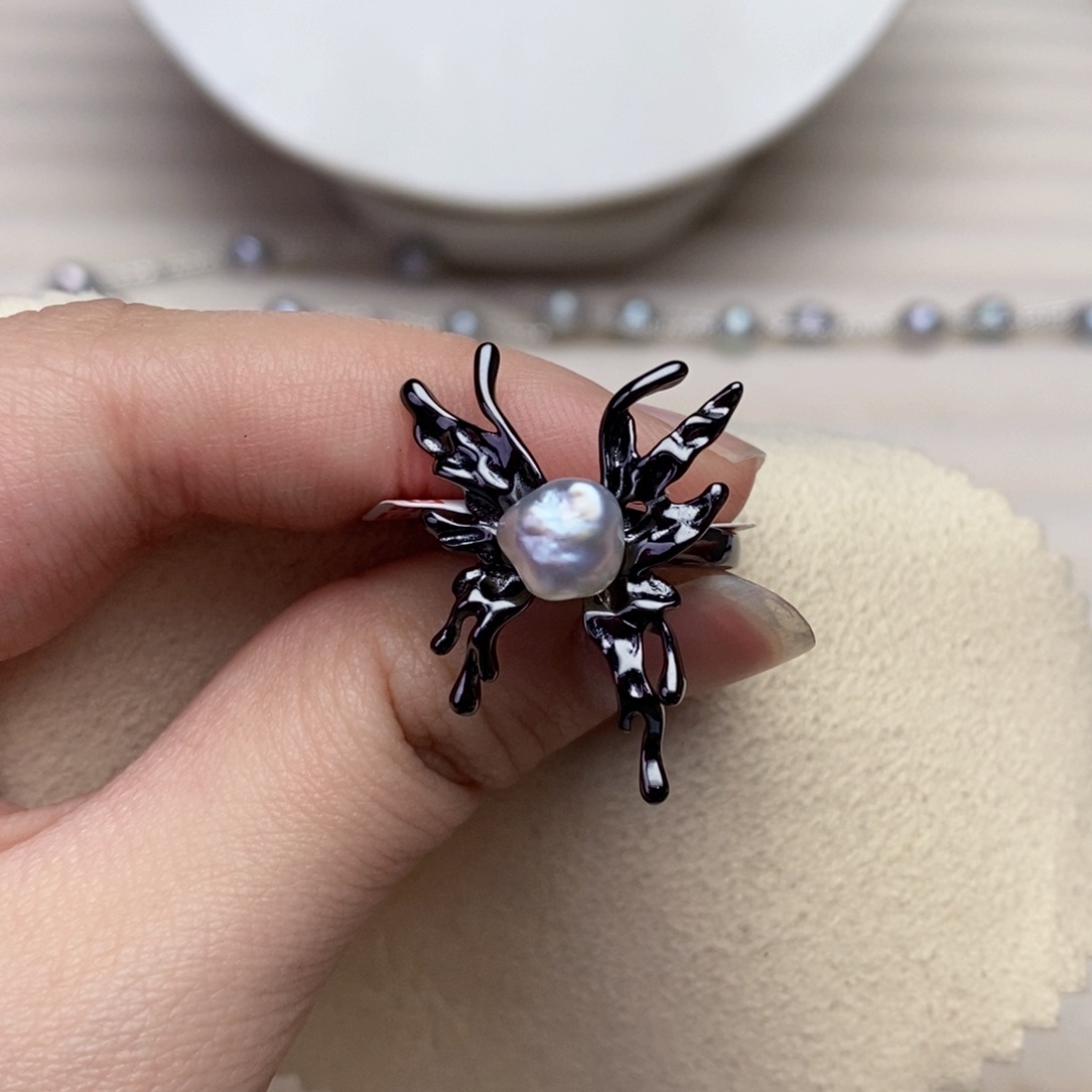 海水珍珠戒指银S925镶嵌