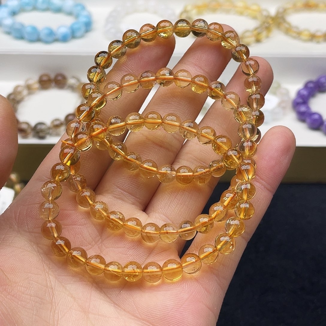 水晶手链未镶嵌暴力黄黄水晶7多样子任发其一