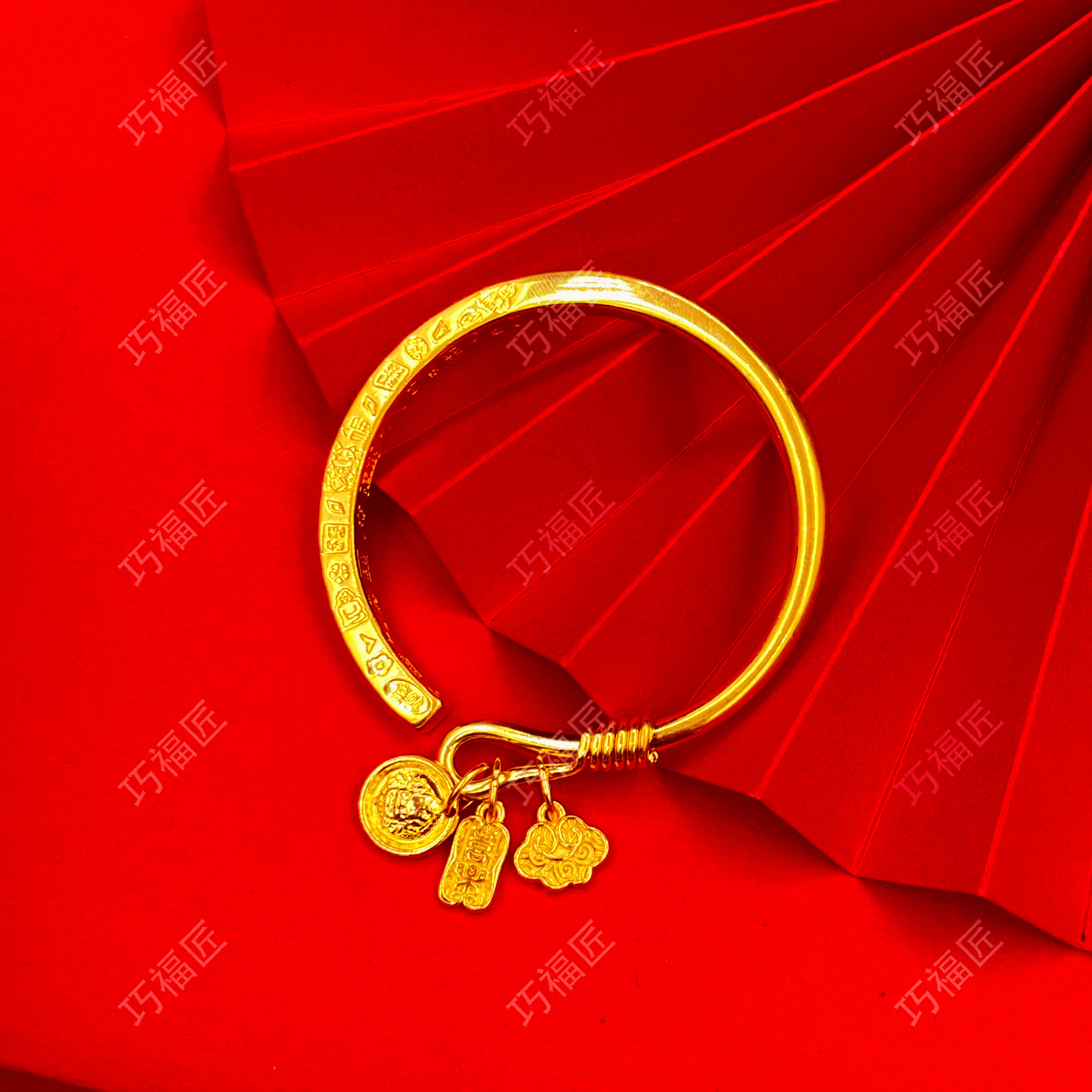 足银手镯 吉言吊牌手镯开口工艺 实心百搭款2024秋冬上新