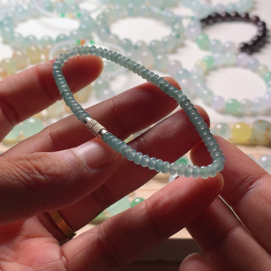 未镶嵌手链翡翠天然翡翠卡4算盘珠手串