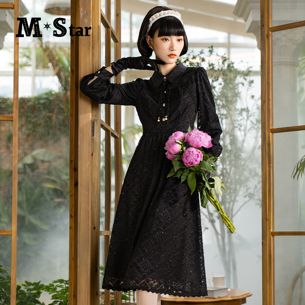 【蜜思仝】M-Star小翻领蕾丝连衣裙SEEL141509