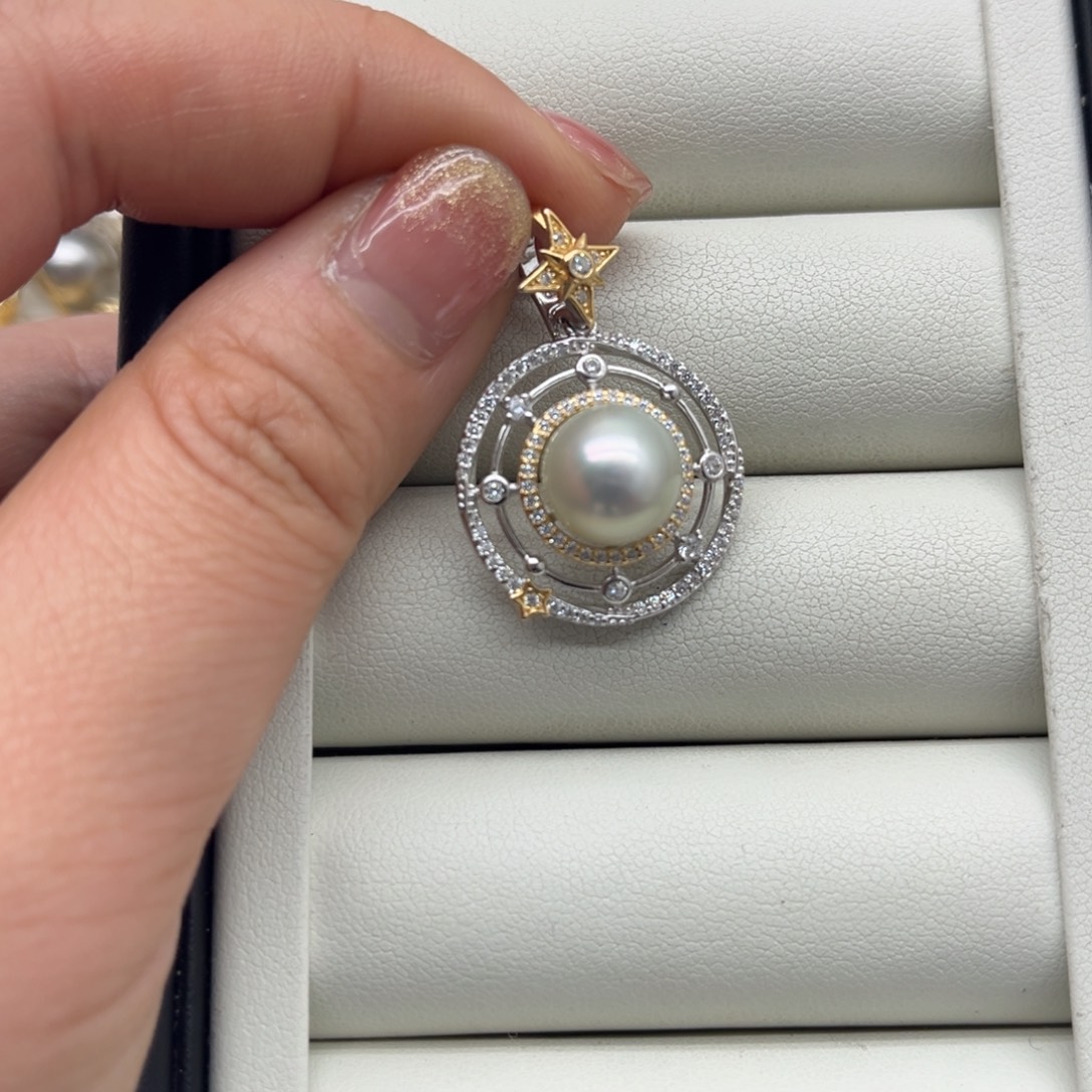 银S925镶嵌吊坠(不含链)海水珍珠