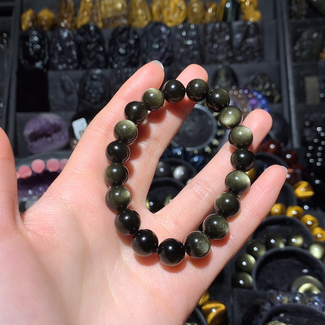 黑曜岩手链未镶嵌白***水