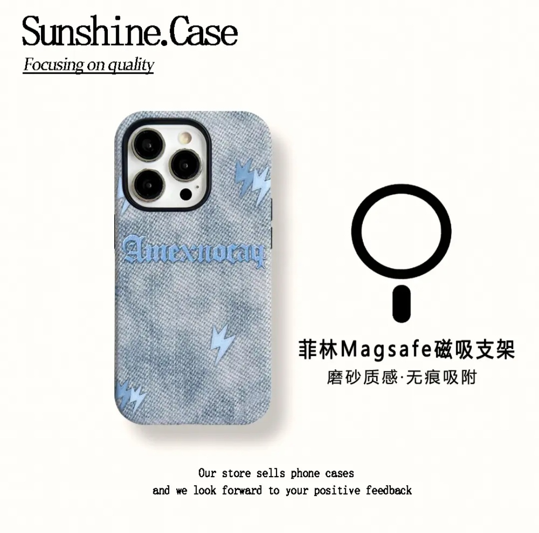 磁吸菲林二合一适用苹果华为vivo小米oppo手机壳牛仔布