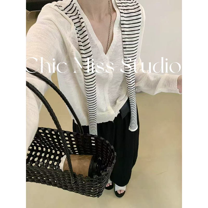 【米白色】3797开衫外套超柔软新款高品质V领针织上衣